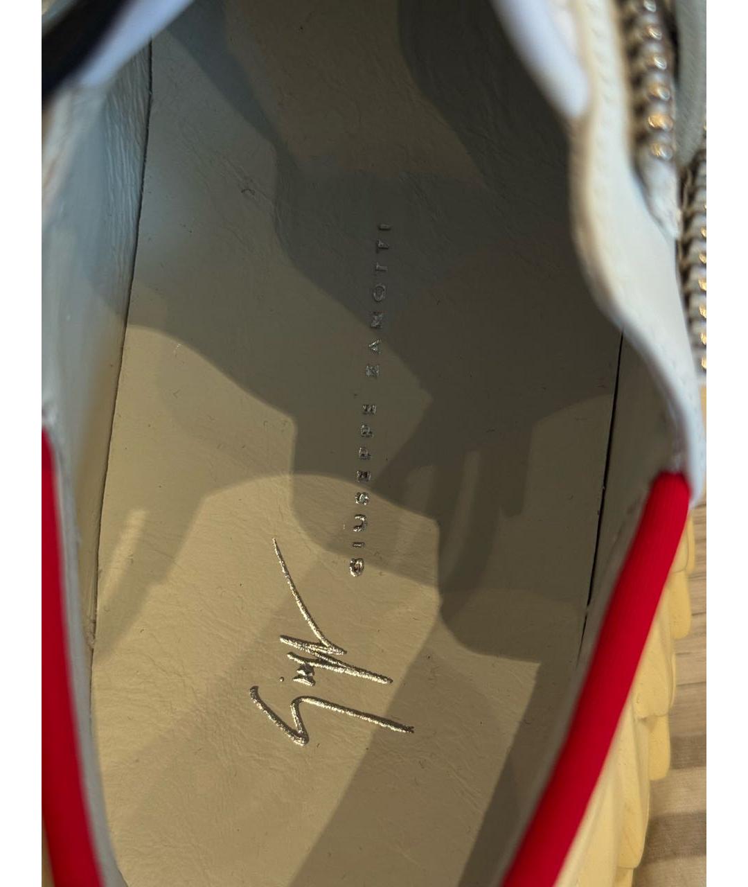GIUSEPPE ZANOTTI DESIGN Белые кожаные низкие кроссовки / кеды, фото 3