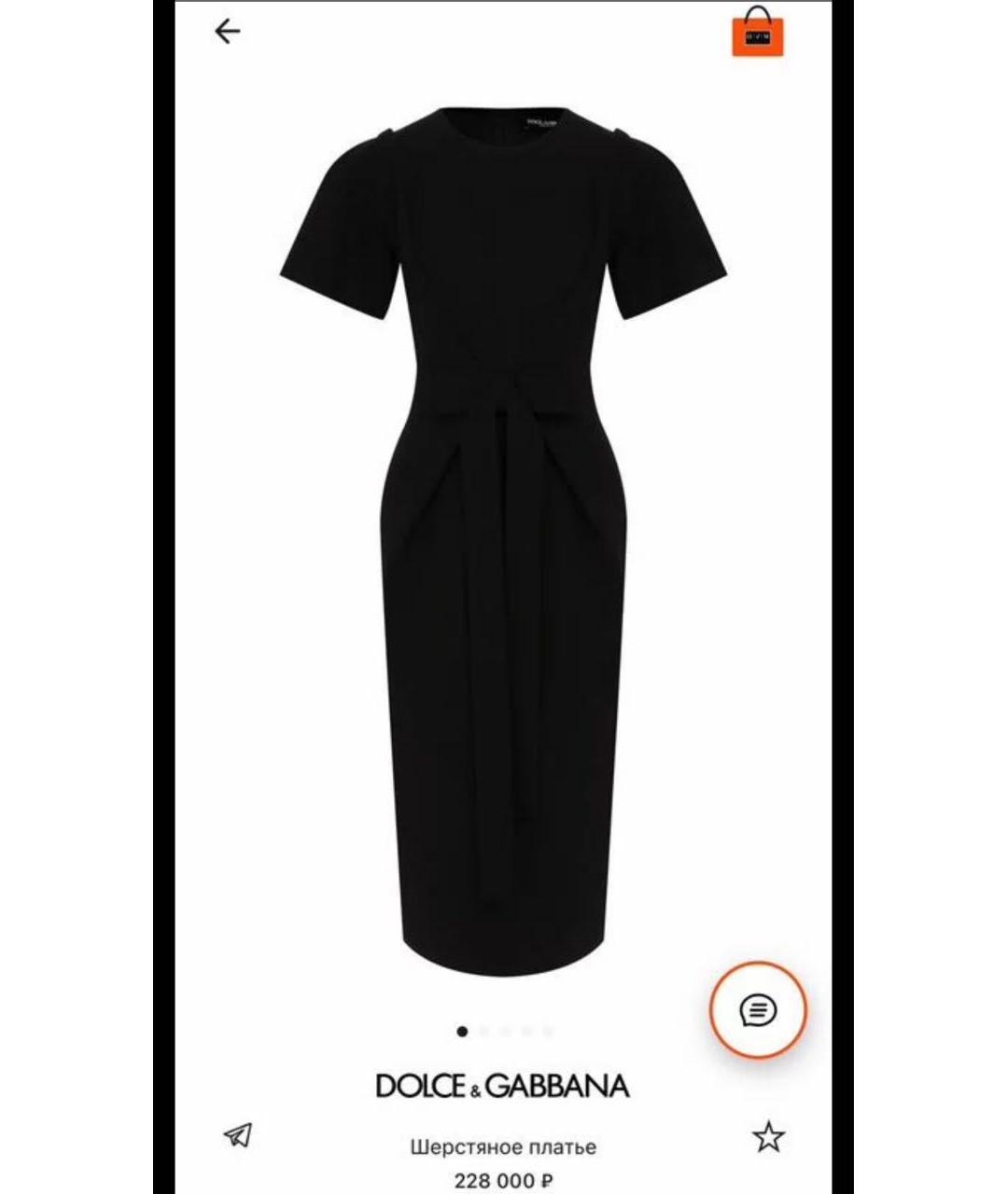 DOLCE&GABBANA Черное шерстяное коктейльное платье, фото 2