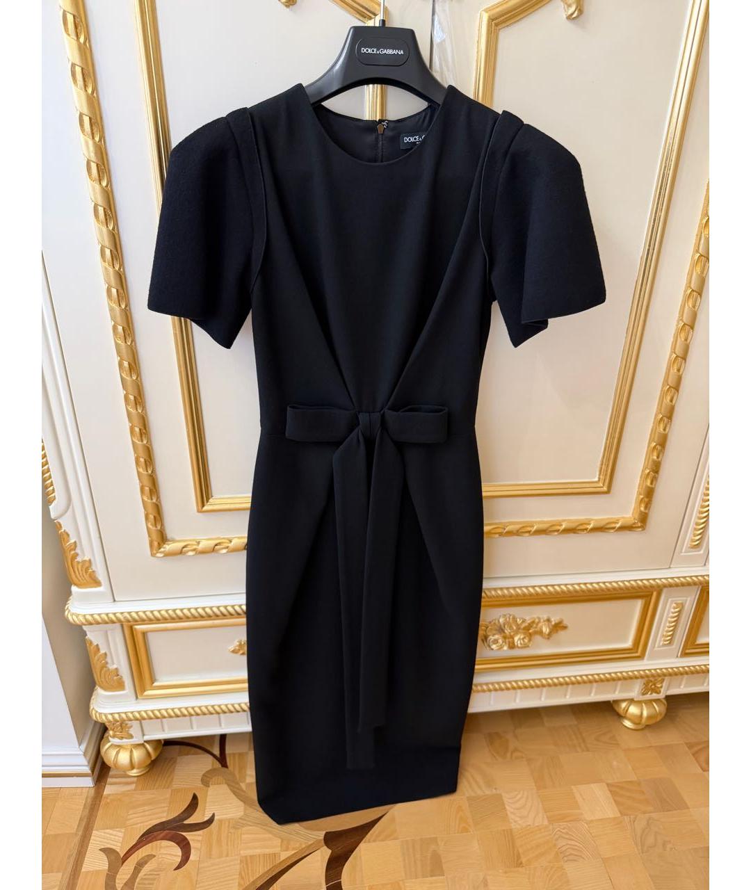 DOLCE&GABBANA Черное шерстяное коктейльное платье, фото 3