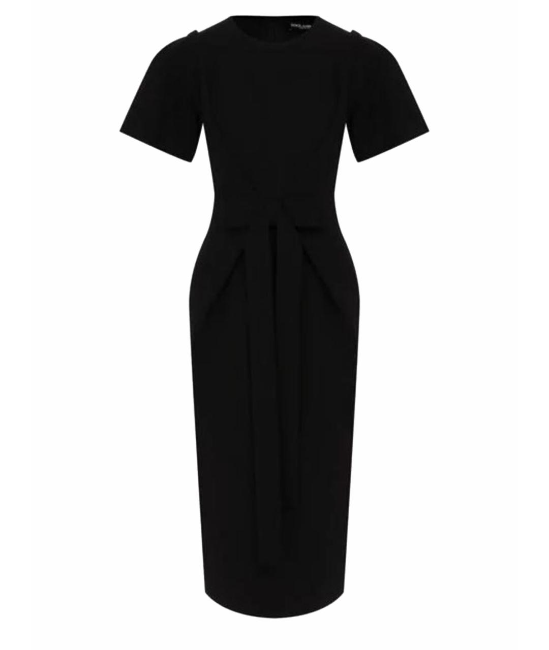 DOLCE&GABBANA Черное шерстяное коктейльное платье, фото 1