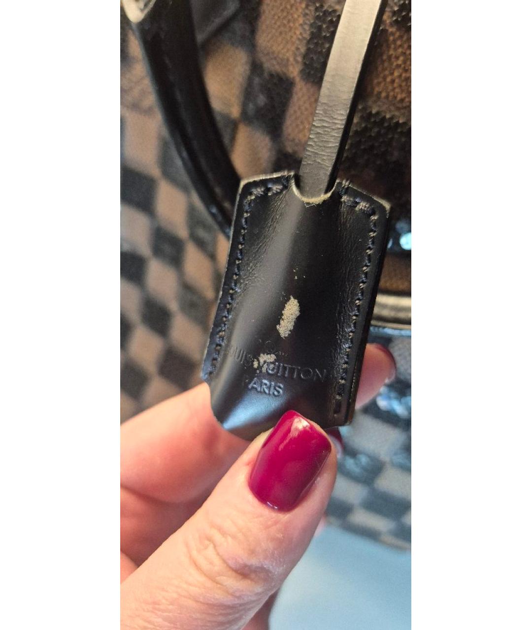 LOUIS VUITTON Коричневая кожаная сумка с короткими ручками, фото 8