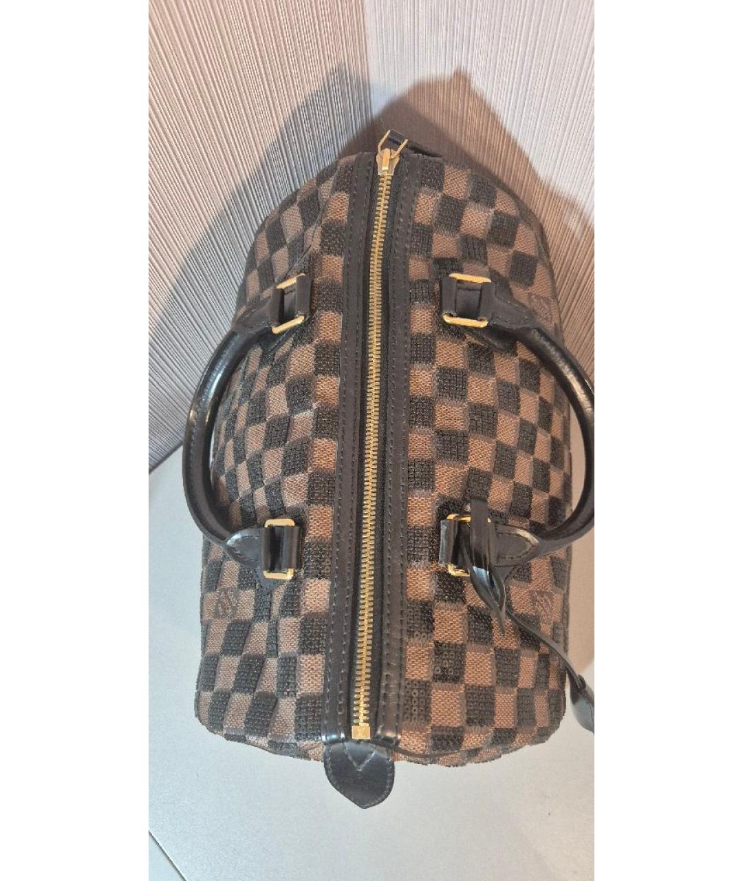 LOUIS VUITTON Коричневая кожаная сумка с короткими ручками, фото 3