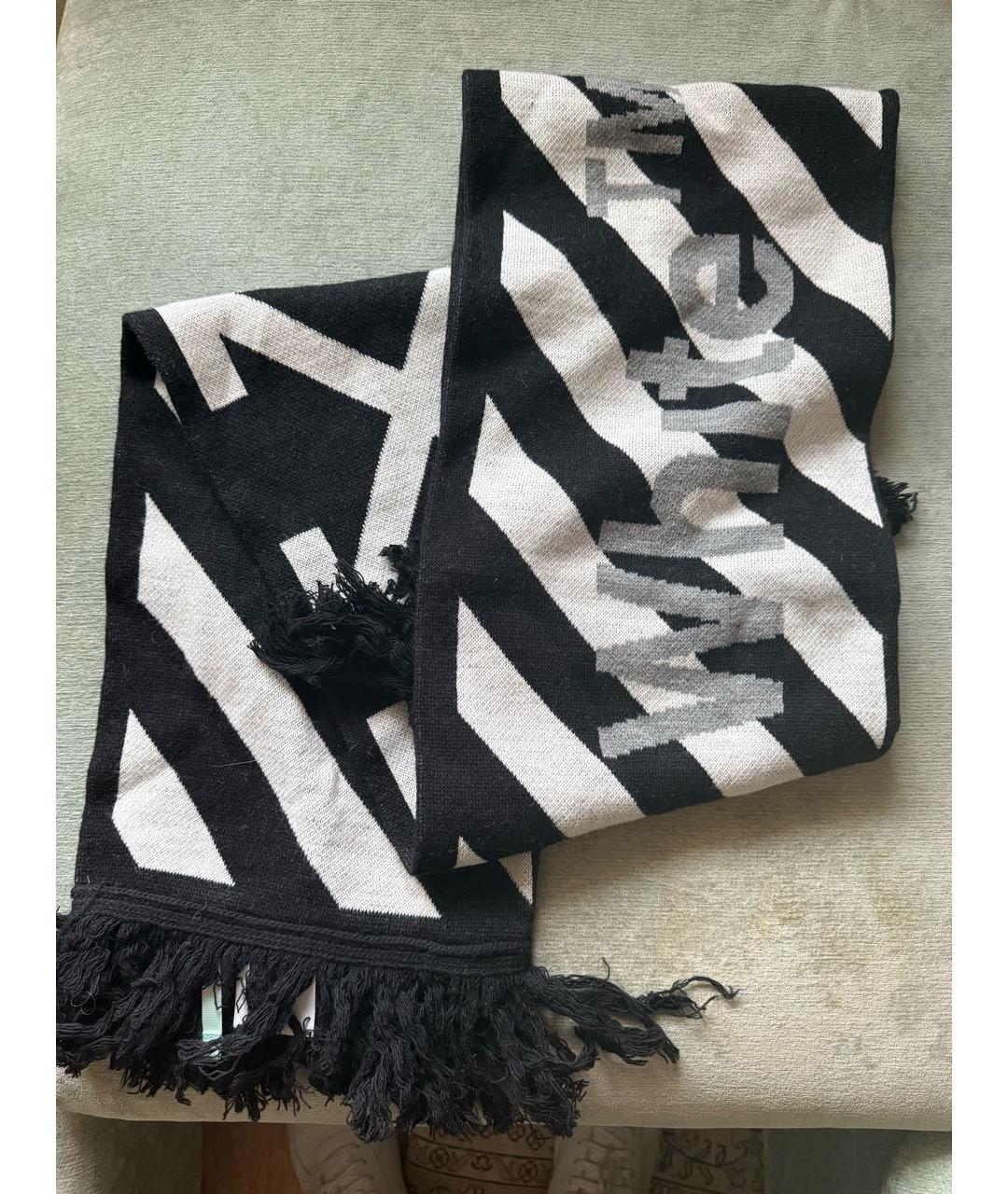 OFF-WHITE Черный шерстяной шарф, фото 6