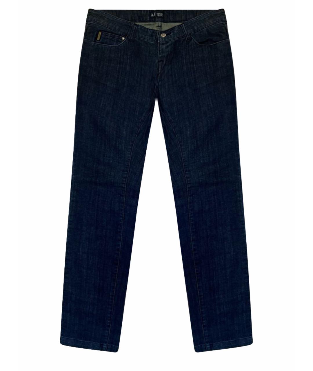 ARMANI JEANS Темно-синие хлопковые прямые джинсы, фото 1