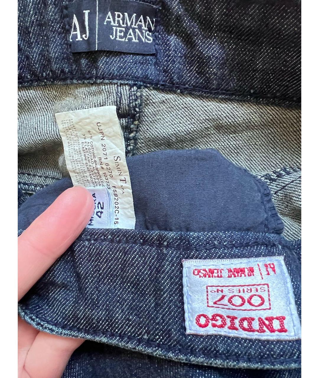 ARMANI JEANS Темно-синие хлопковые прямые джинсы, фото 3