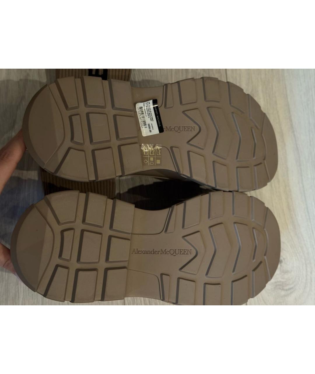 ALEXANDER MCQUEEN Бежевые текстильные высокие ботинки, фото 5
