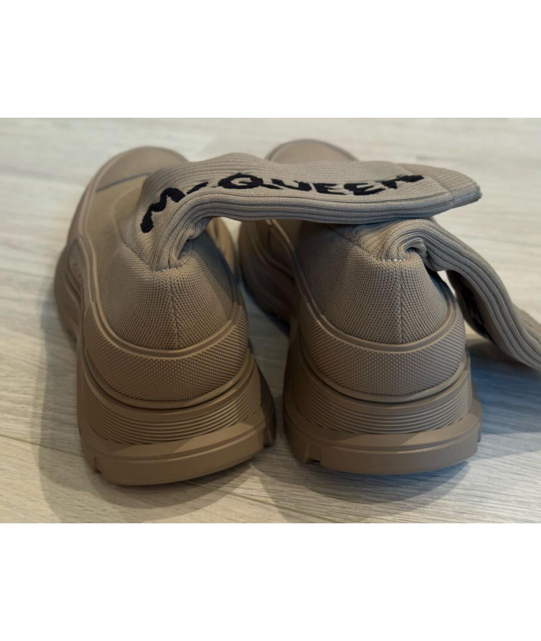 ALEXANDER MCQUEEN Бежевые текстильные высокие ботинки, фото 4