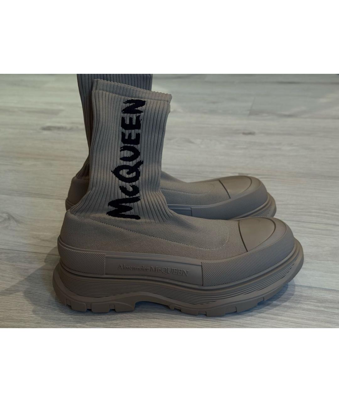 ALEXANDER MCQUEEN Бежевые текстильные высокие ботинки, фото 6