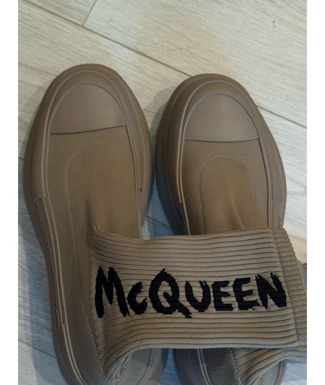 ALEXANDER MCQUEEN Бежевые текстильные высокие ботинки, фото 2