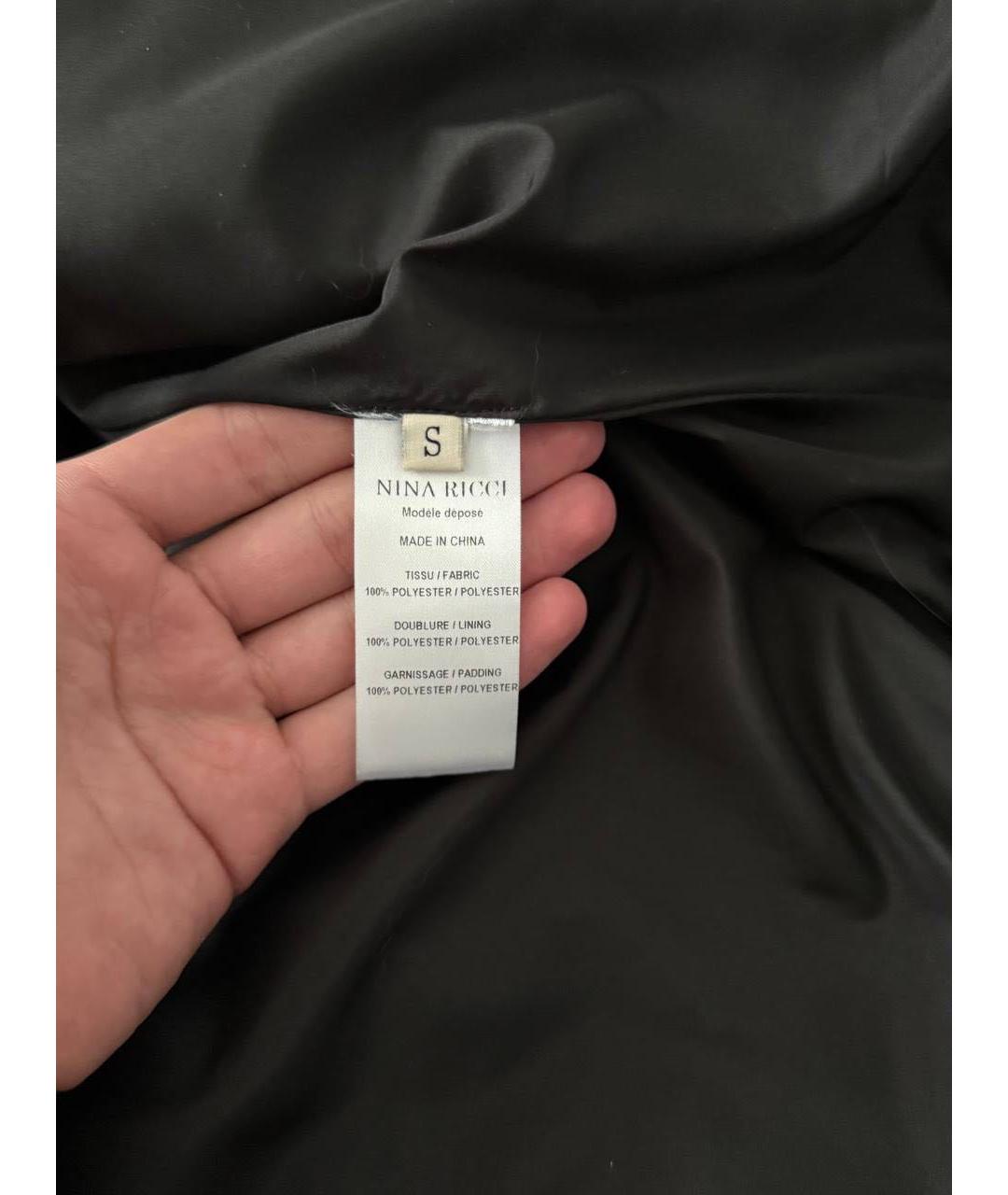 NINA RICCI Черный полиэстеровый пуховик, фото 4