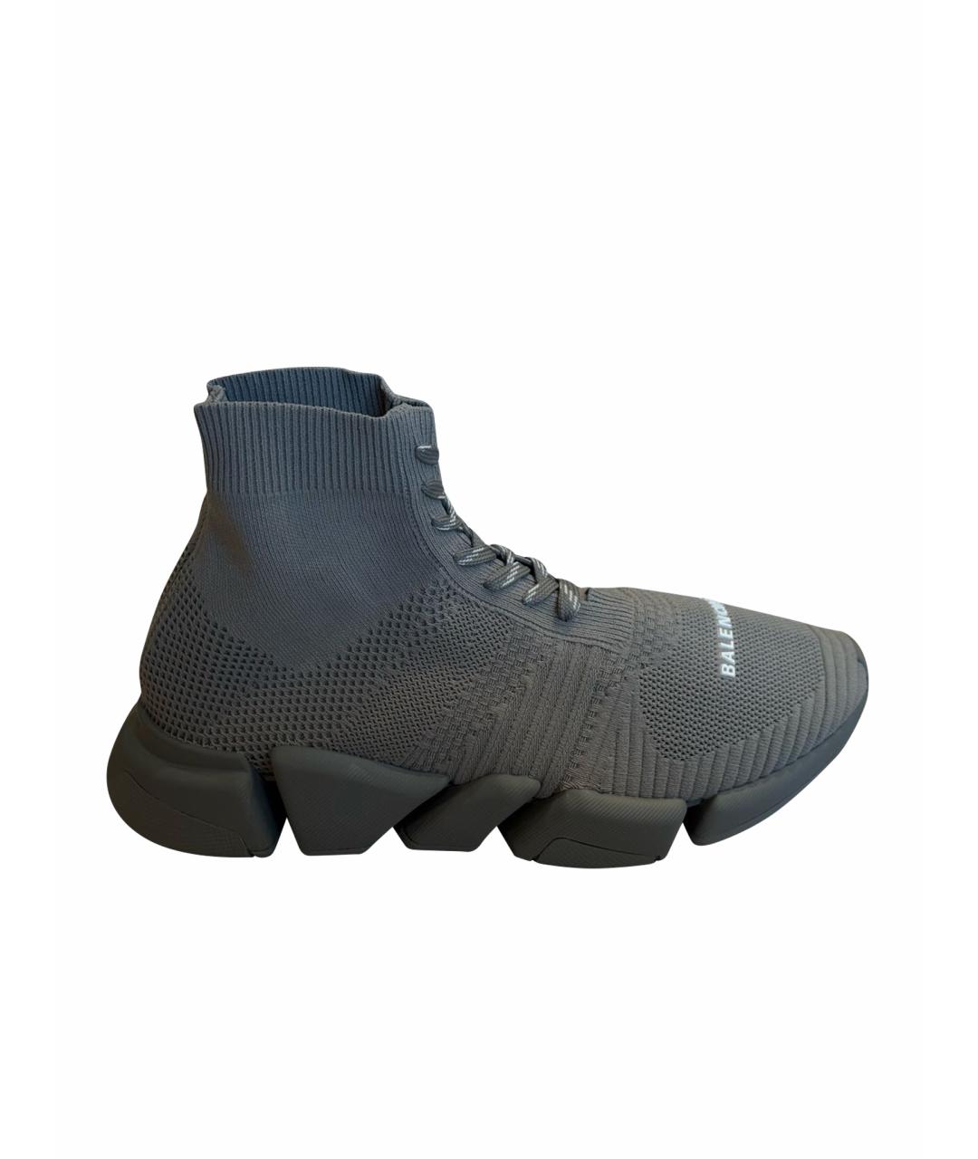 BALENCIAGA Серые текстильные высокие кроссовки / кеды, фото 1