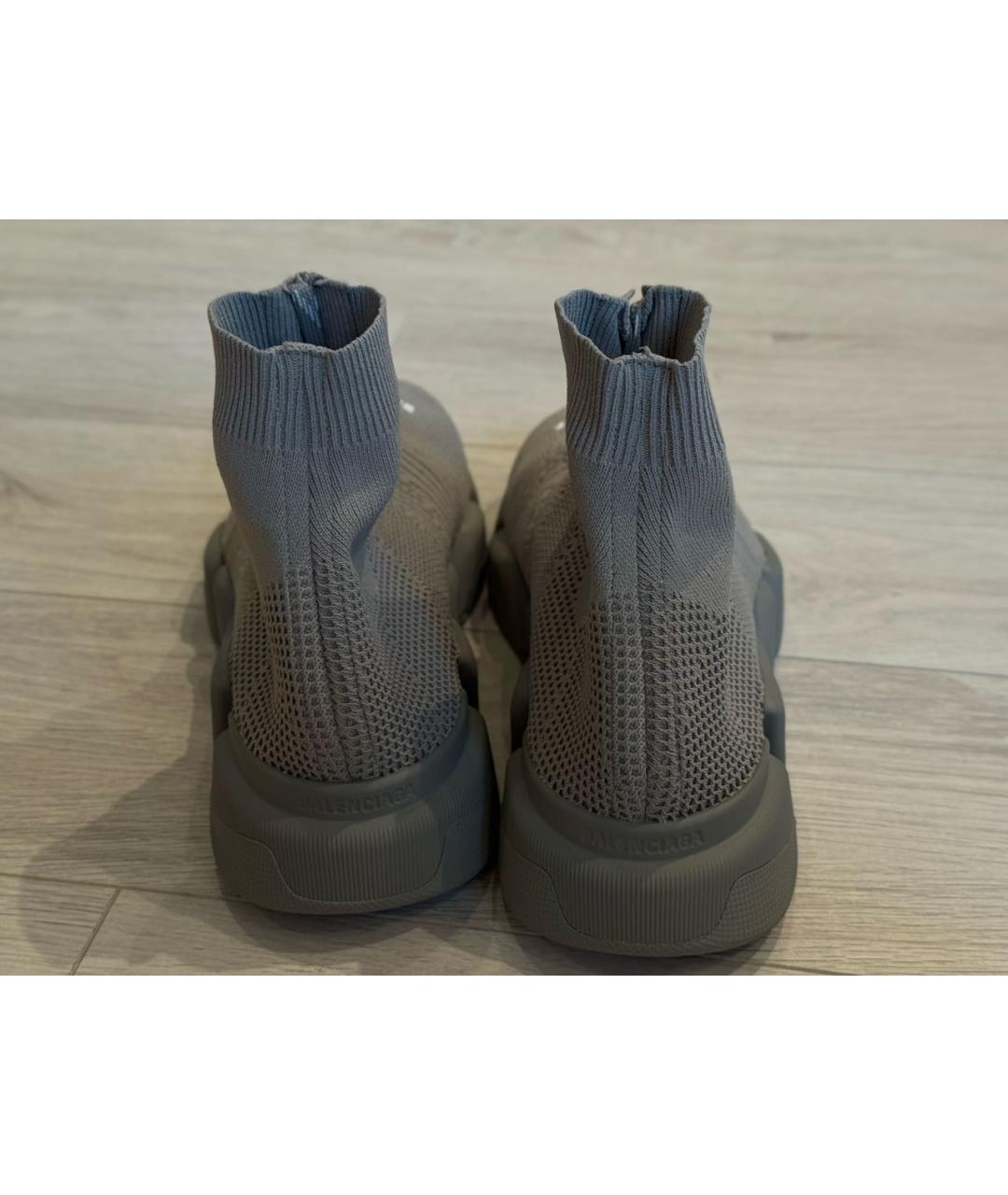 BALENCIAGA Серые текстильные высокие кроссовки / кеды, фото 4