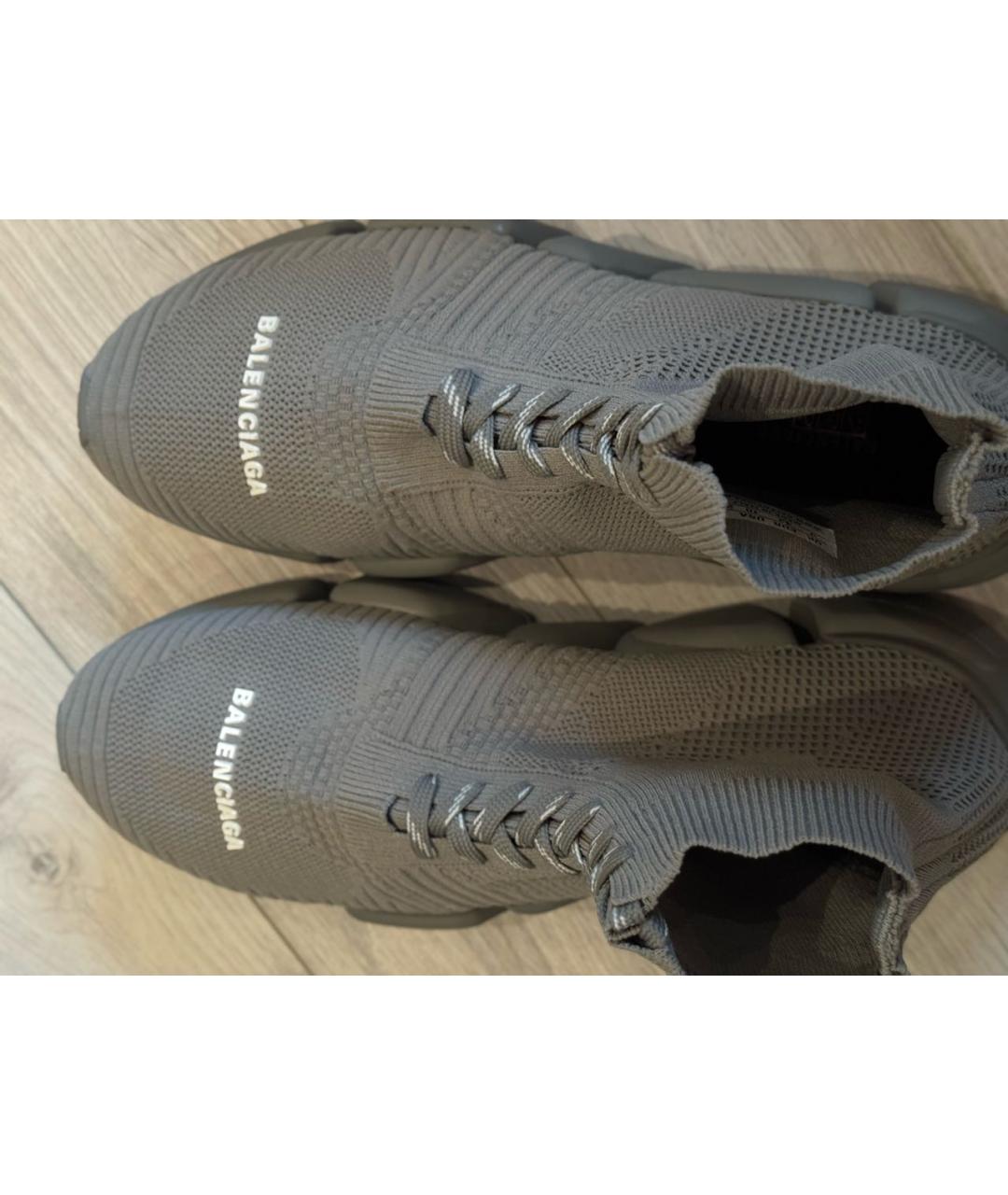 BALENCIAGA Серые текстильные высокие кроссовки / кеды, фото 3