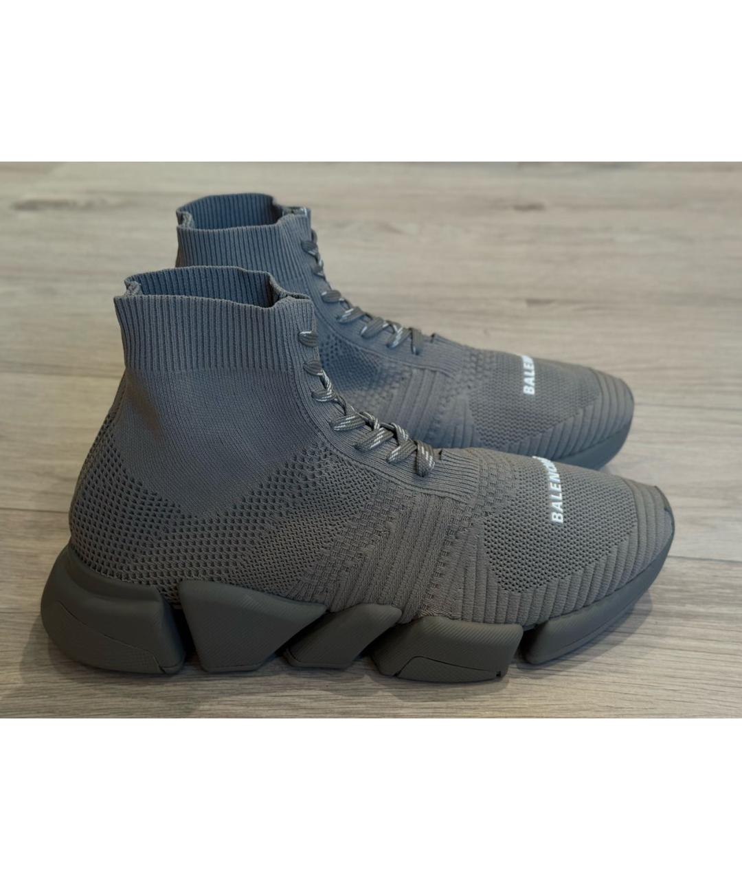 BALENCIAGA Серые текстильные высокие кроссовки / кеды, фото 7