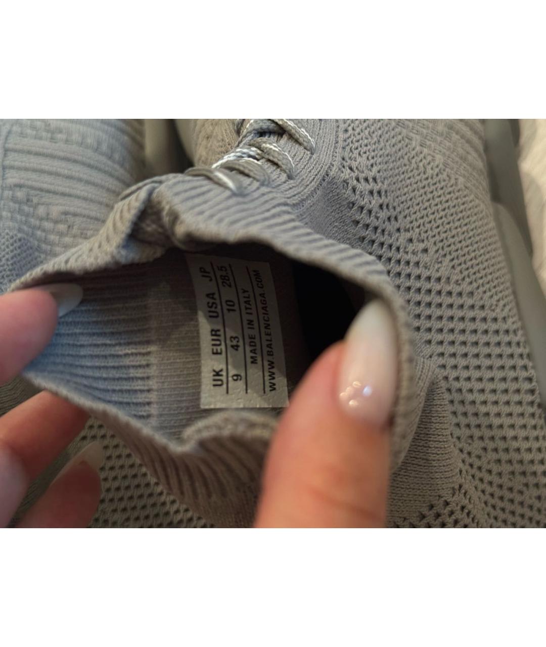 BALENCIAGA Серые текстильные высокие кроссовки / кеды, фото 5