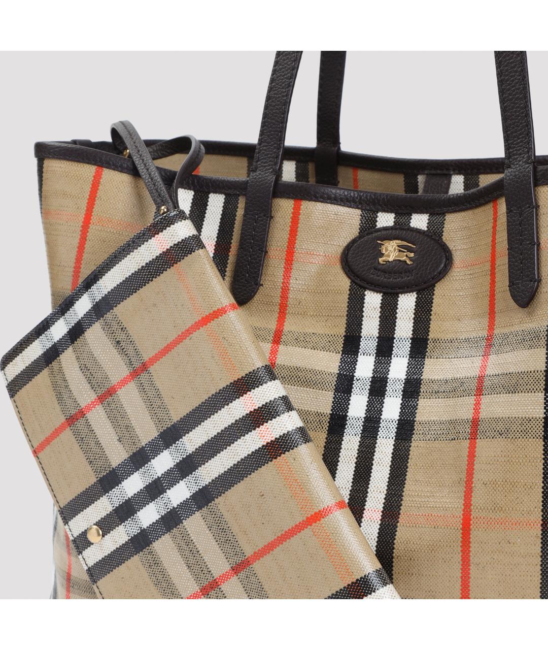 BURBERRY Бежевая хлопковая сумка тоут, фото 5