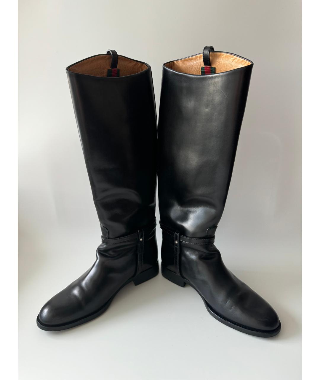 GUCCI Черные кожаные сапоги, фото 2