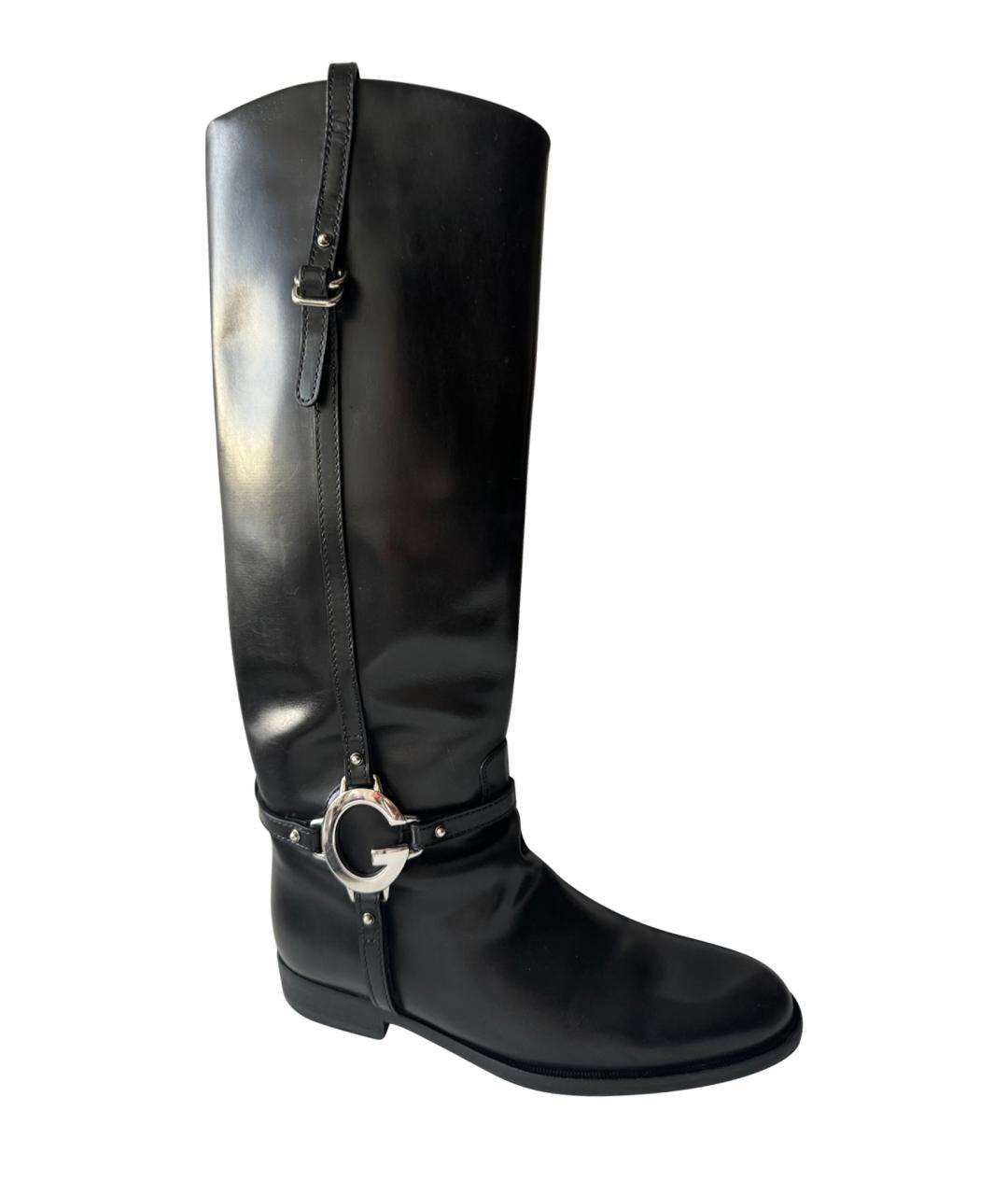 GUCCI Черные кожаные сапоги, фото 1