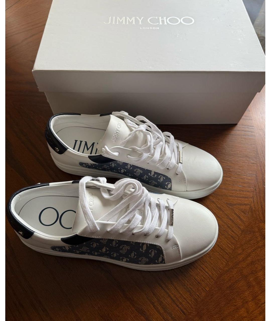 JIMMY CHOO Белые кожаные кеды, фото 4