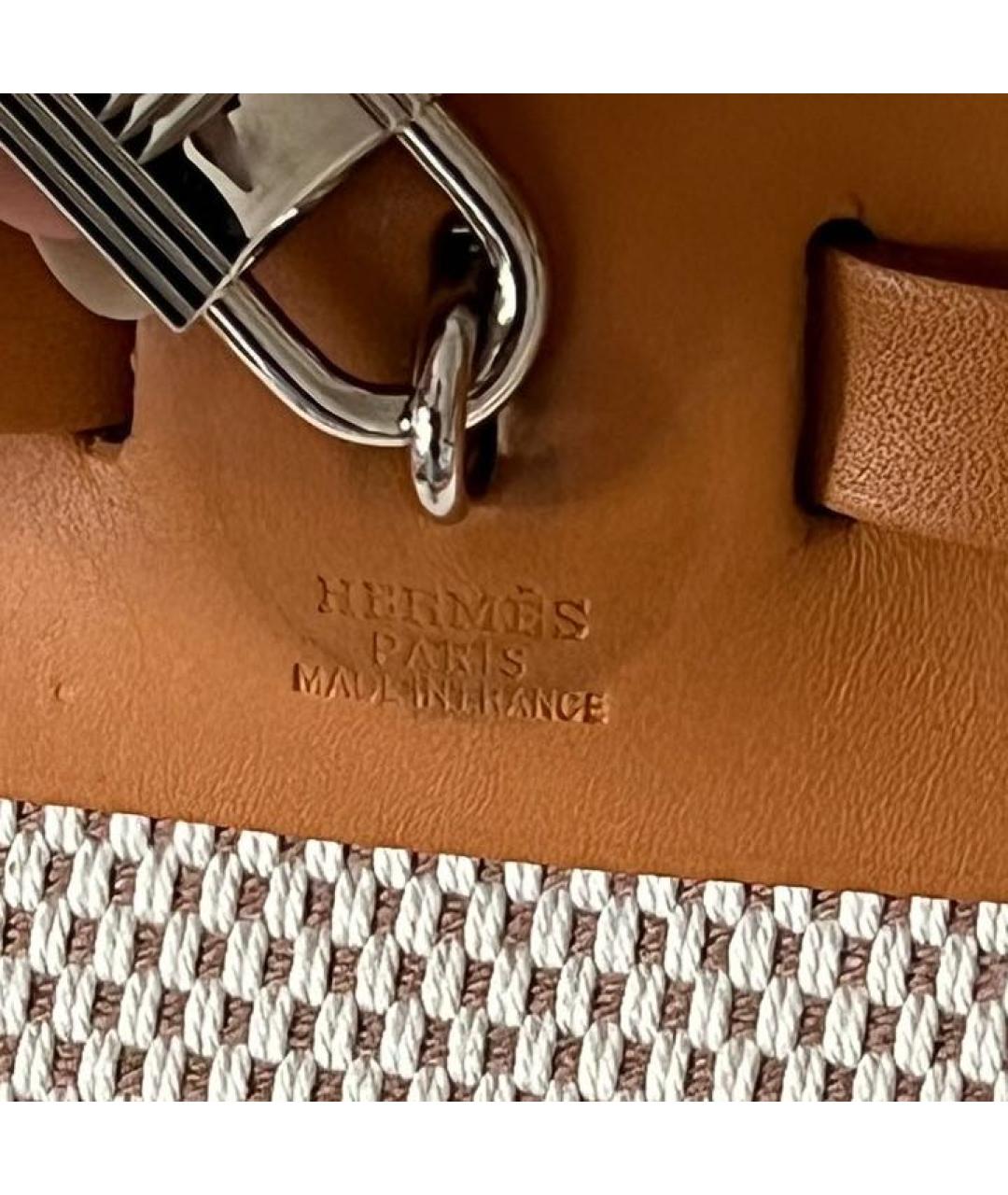 HERMES Бежевая хлопковая сумка через плечо, фото 8