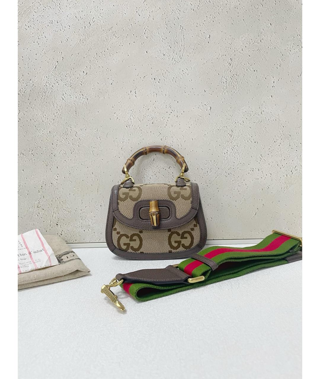GUCCI Бежевая деним сумка тоут, фото 7