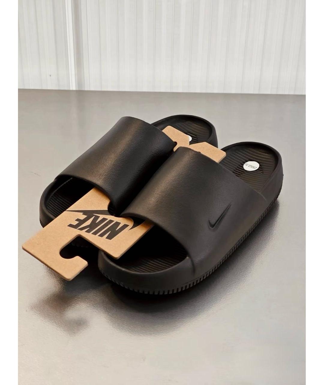 NIKE Черные резиновые шлепанцы, фото 5