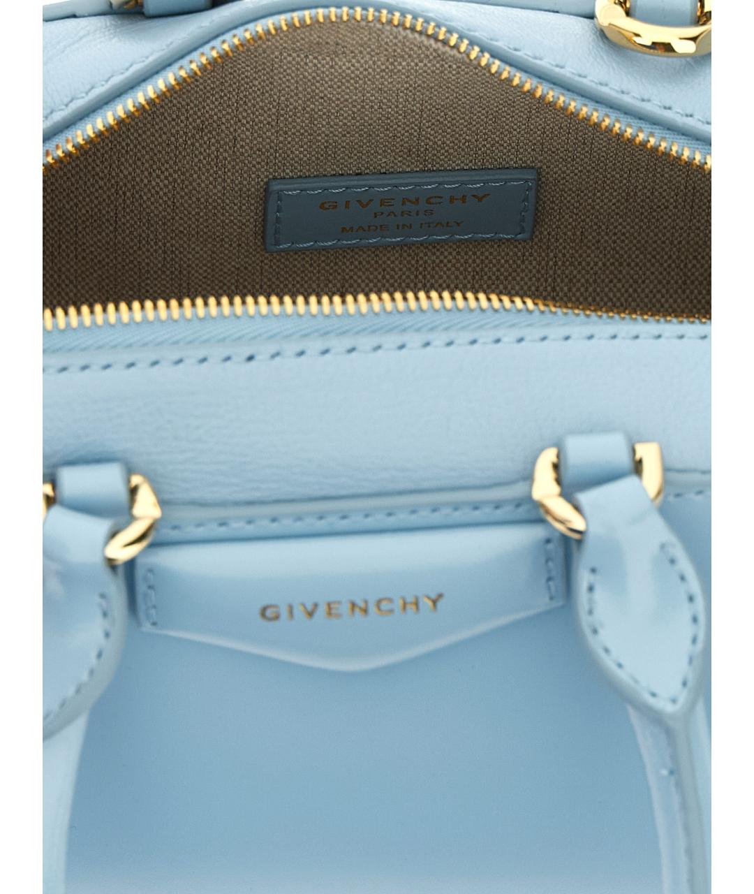 GIVENCHY Голубая кожаная сумка с короткими ручками, фото 4
