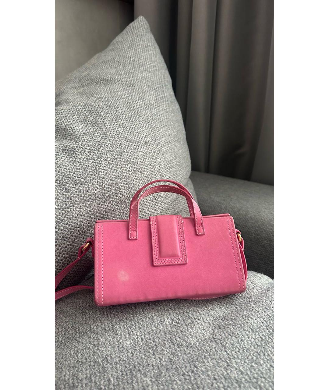 JACQUEMUS Розовая замшевая сумка через плечо, фото 3
