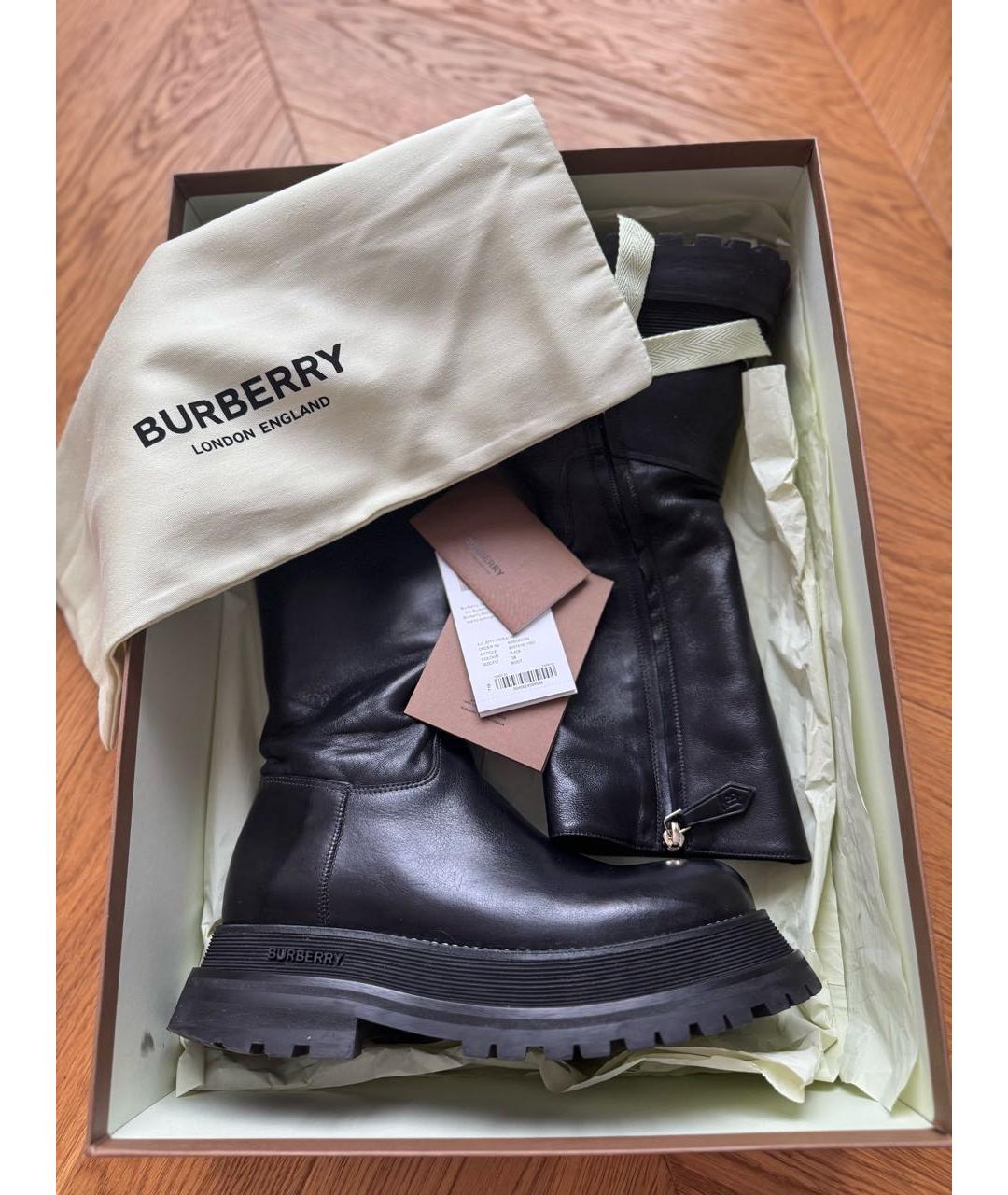 BURBERRY Черные кожаные ботинки, фото 5