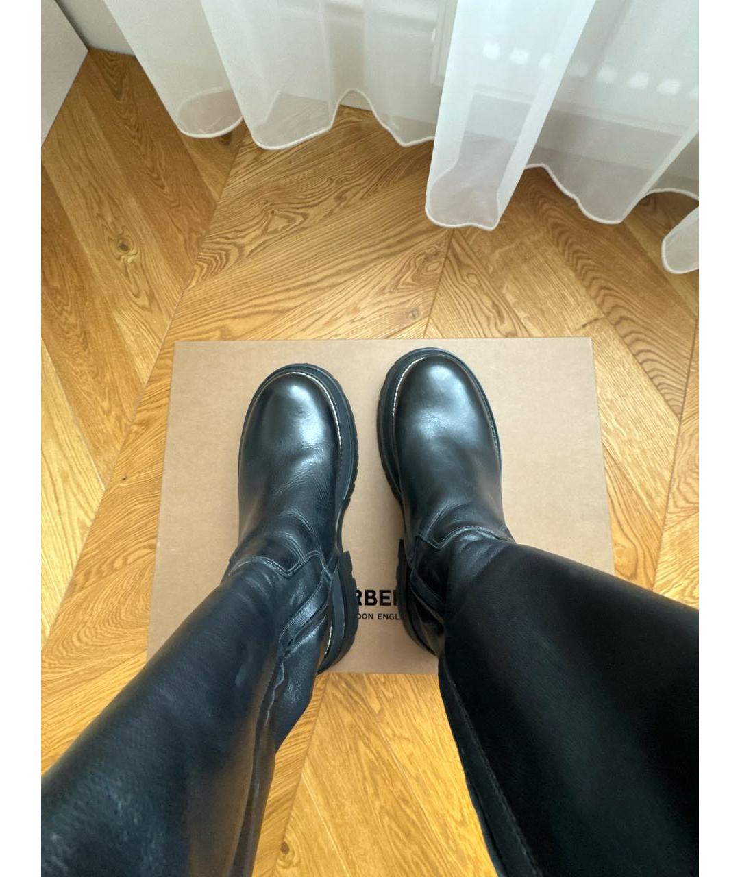 BURBERRY Черные кожаные ботинки, фото 3