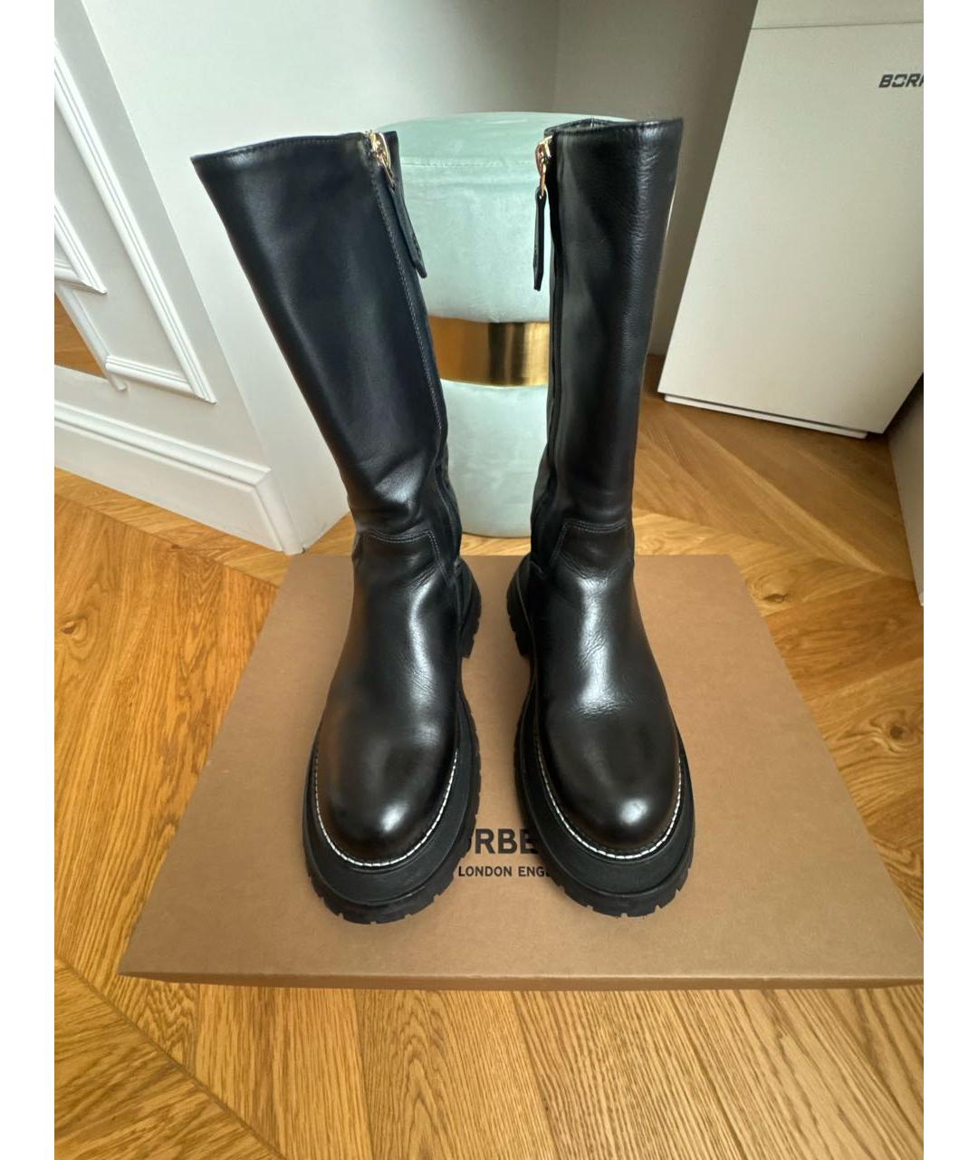 BURBERRY Черные кожаные ботинки, фото 2