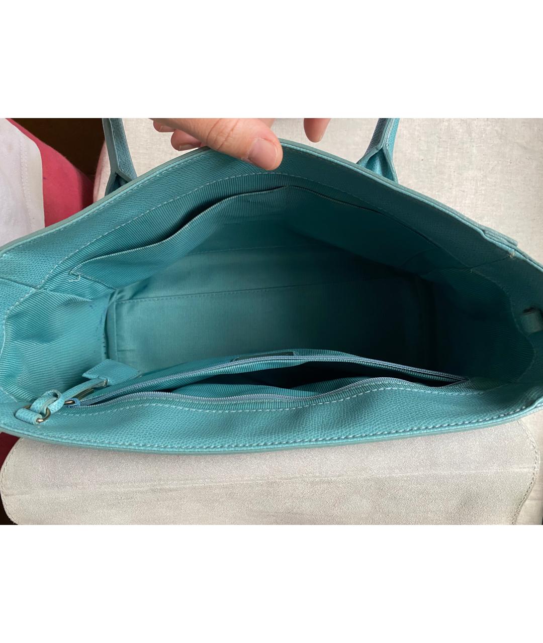 FURLA Бирюзовая кожаная сумка тоут, фото 3