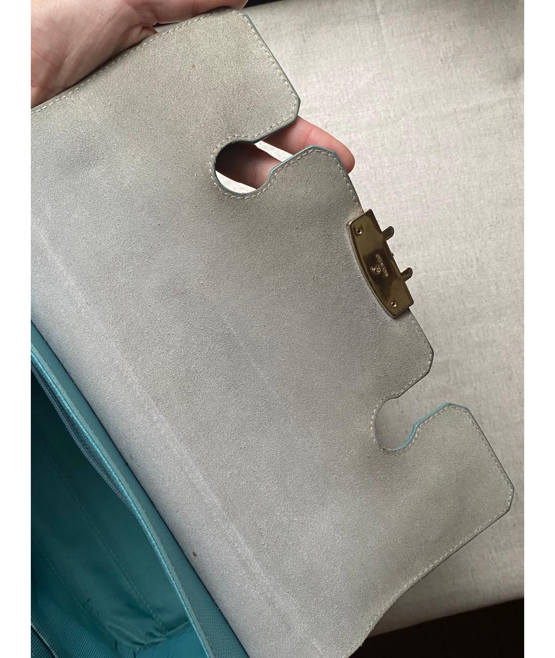 FURLA Бирюзовая кожаная сумка тоут, фото 4