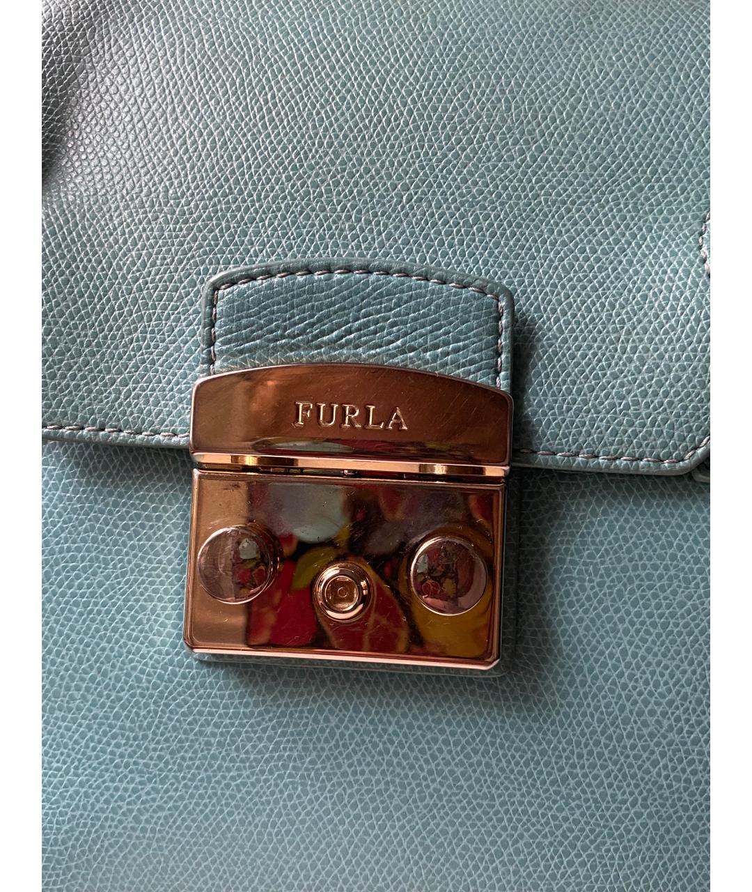 FURLA Бирюзовая кожаная сумка тоут, фото 2