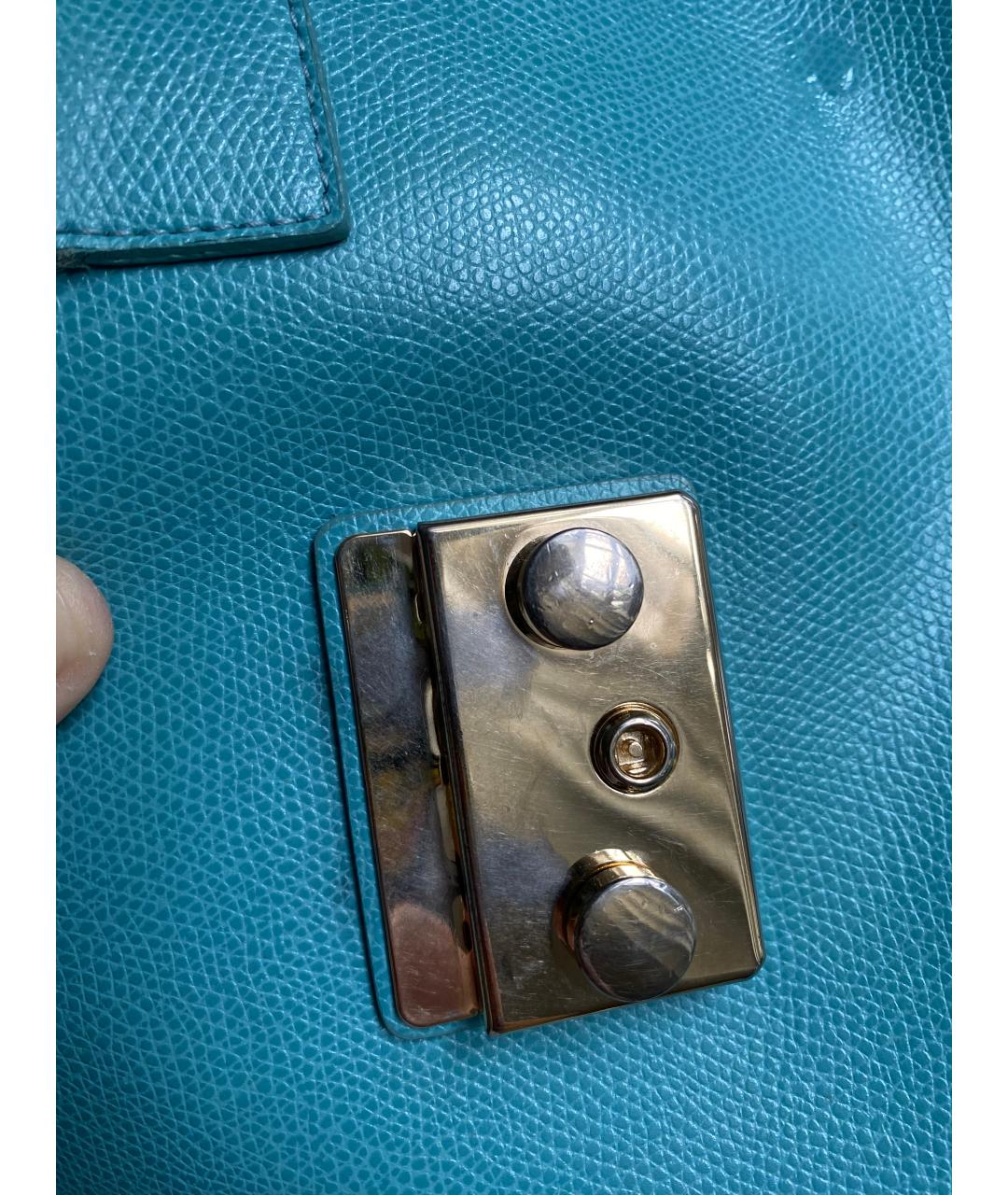 FURLA Бирюзовая кожаная сумка тоут, фото 6