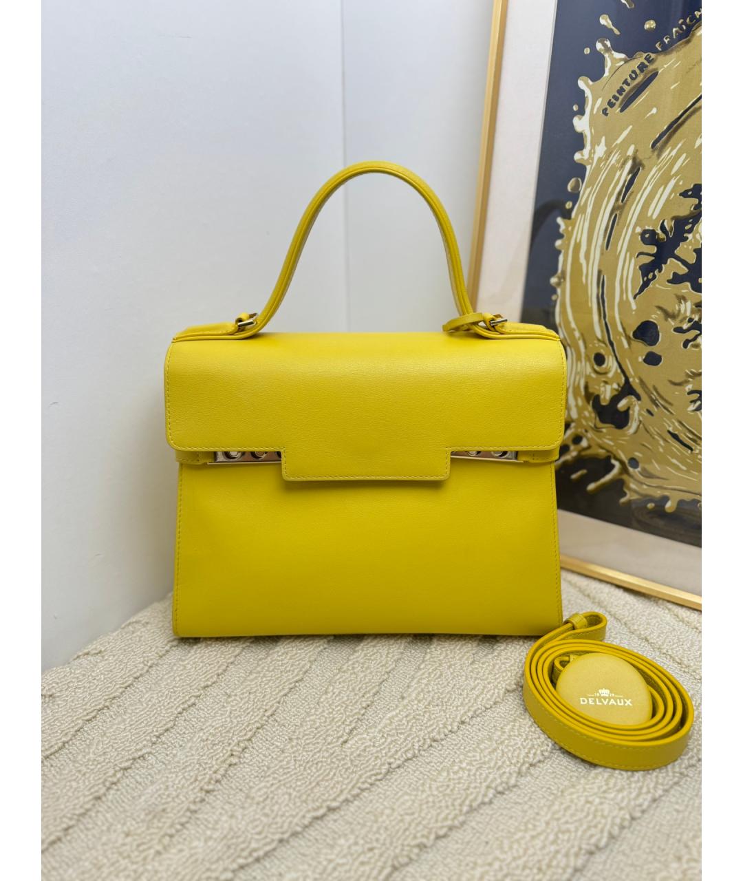 DELVAUX Желтая кожаная сумка тоут, фото 7
