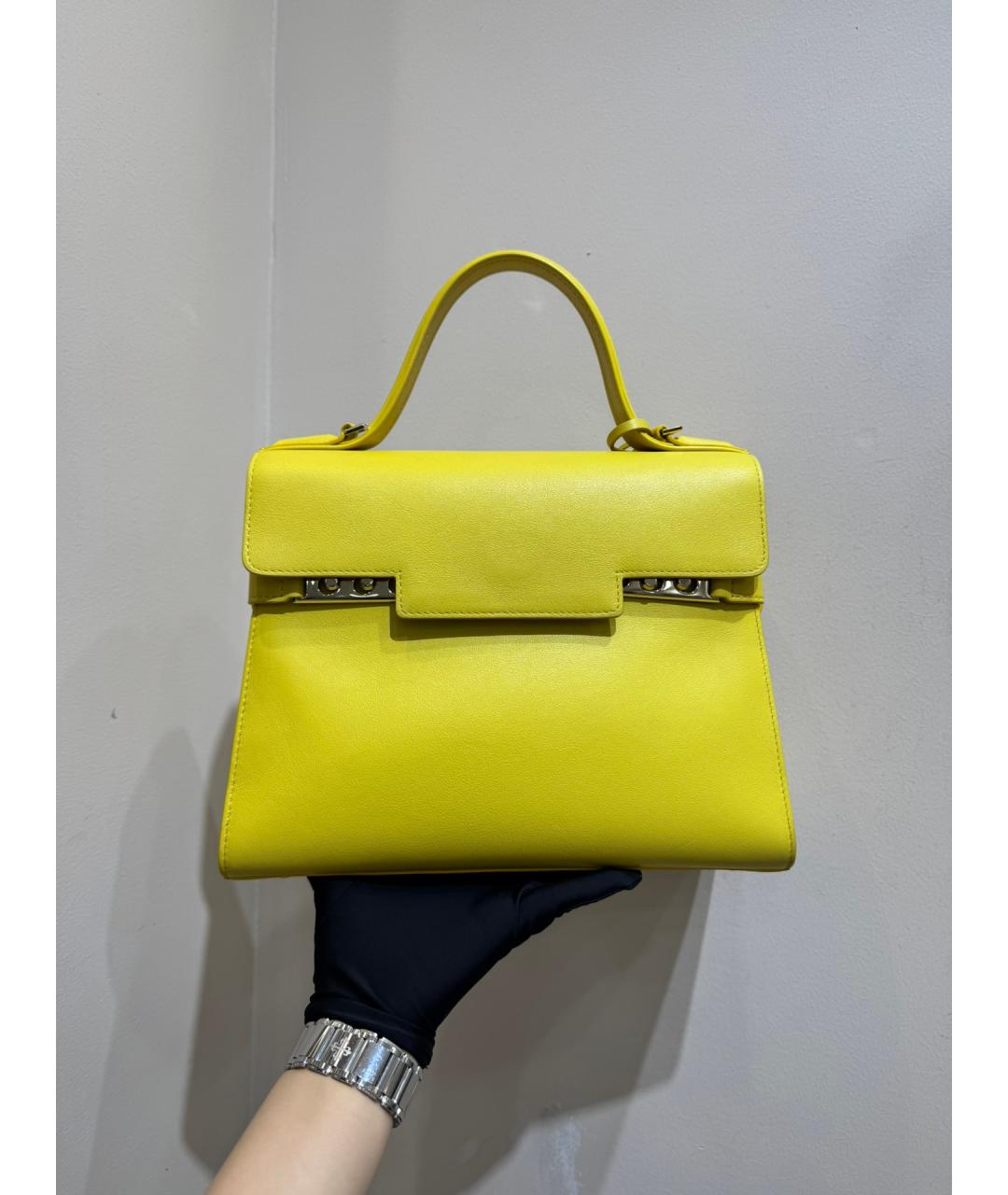 DELVAUX Желтая кожаная сумка тоут, фото 2