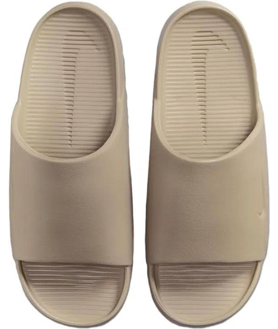 NIKE Бежевые резиновые шлепанцы, фото 2