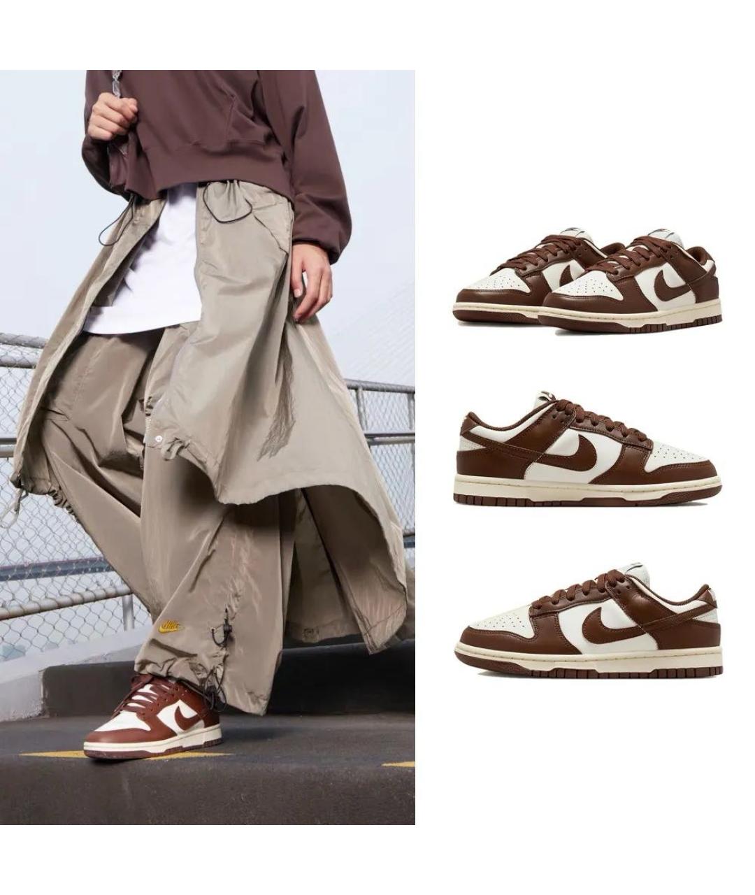 NIKE Коричневые кожаные кроссовки, фото 6