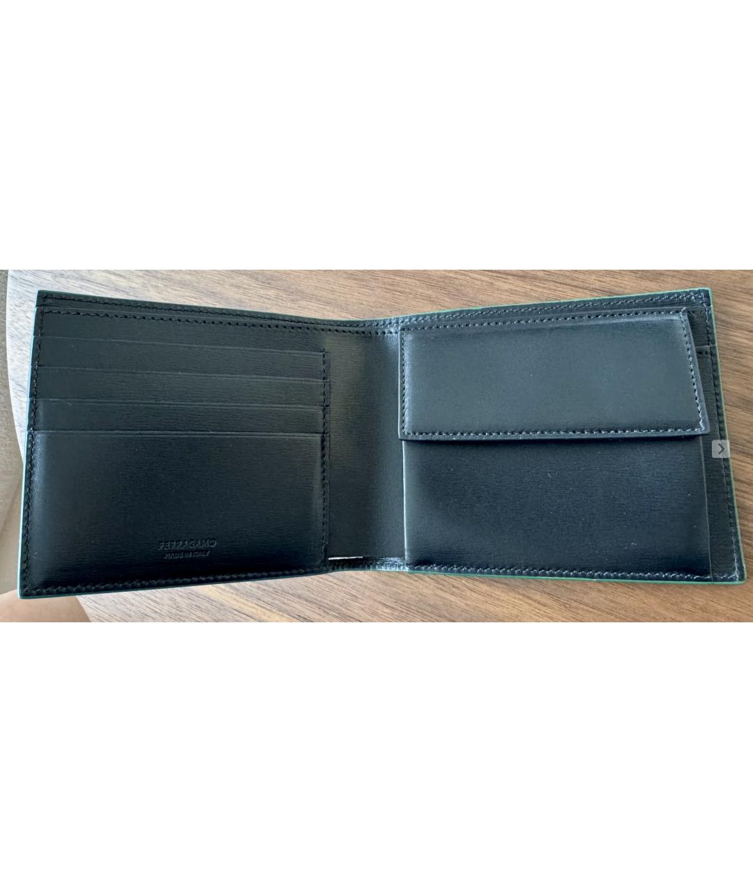 FERRAGAMO Зеленый кожаный кошелек, фото 3
