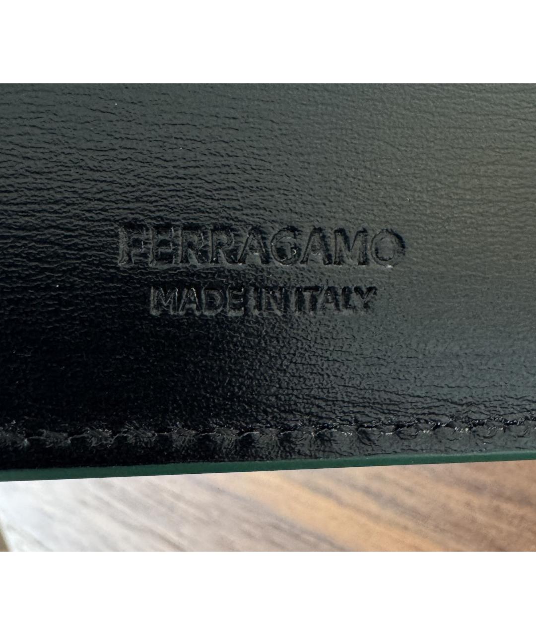 FERRAGAMO Зеленый кожаный кошелек, фото 4