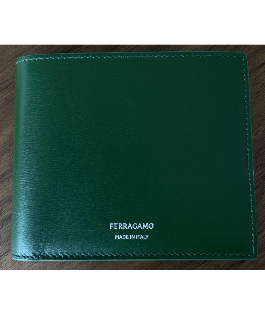 FERRAGAMO Зеленый кожаный кошелек, фото 10
