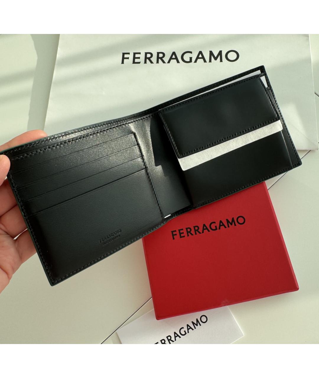 FERRAGAMO Зеленый кожаный кошелек, фото 7