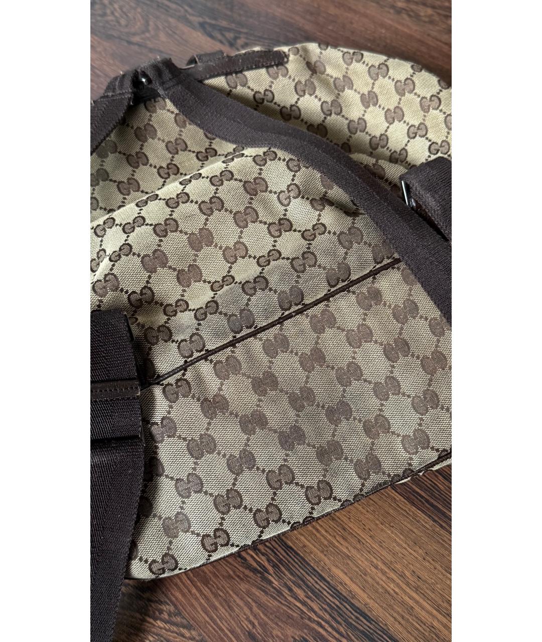 GUCCI Коричневый жаккардовый рюкзак, фото 7