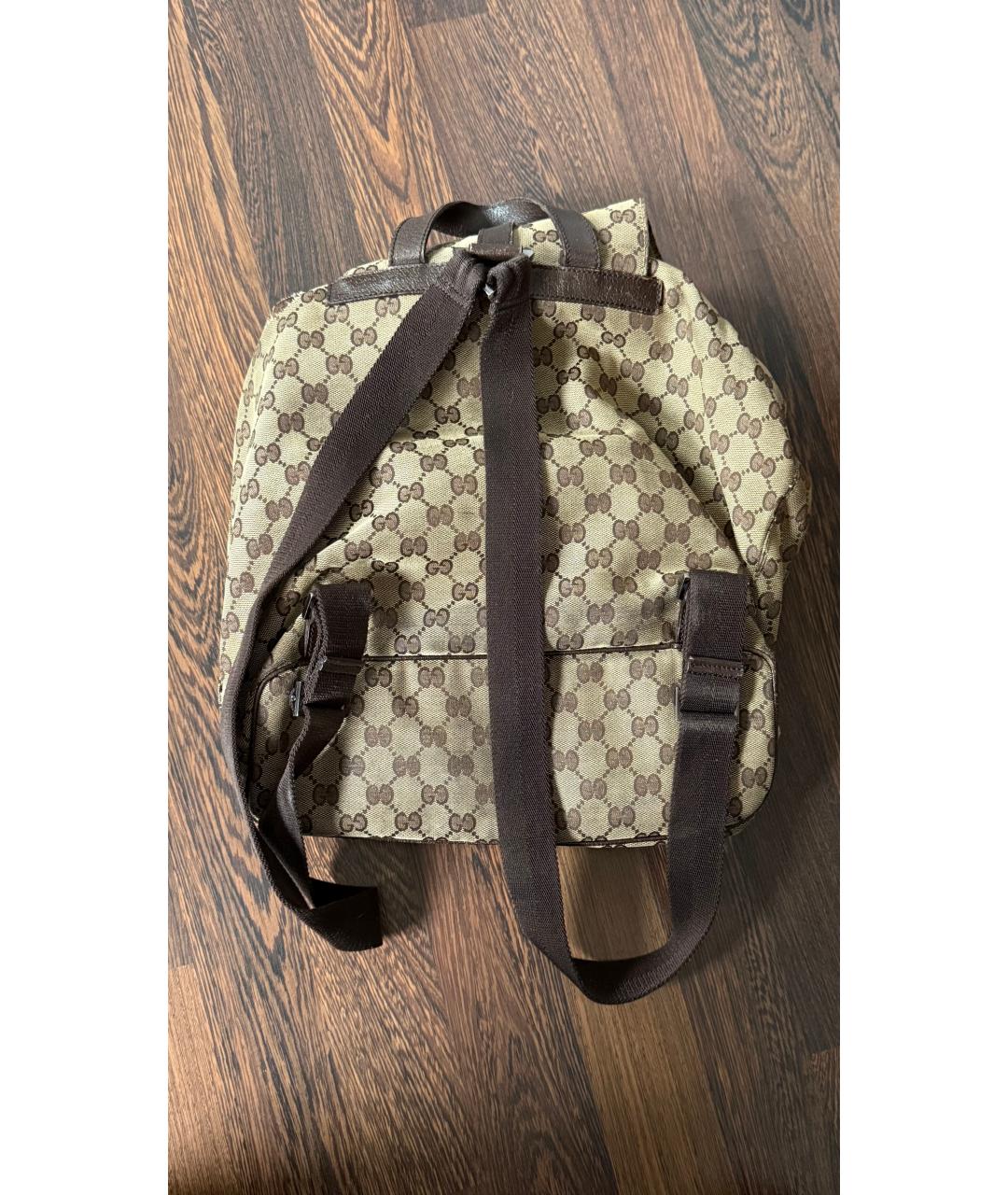 GUCCI Коричневый жаккардовый рюкзак, фото 3