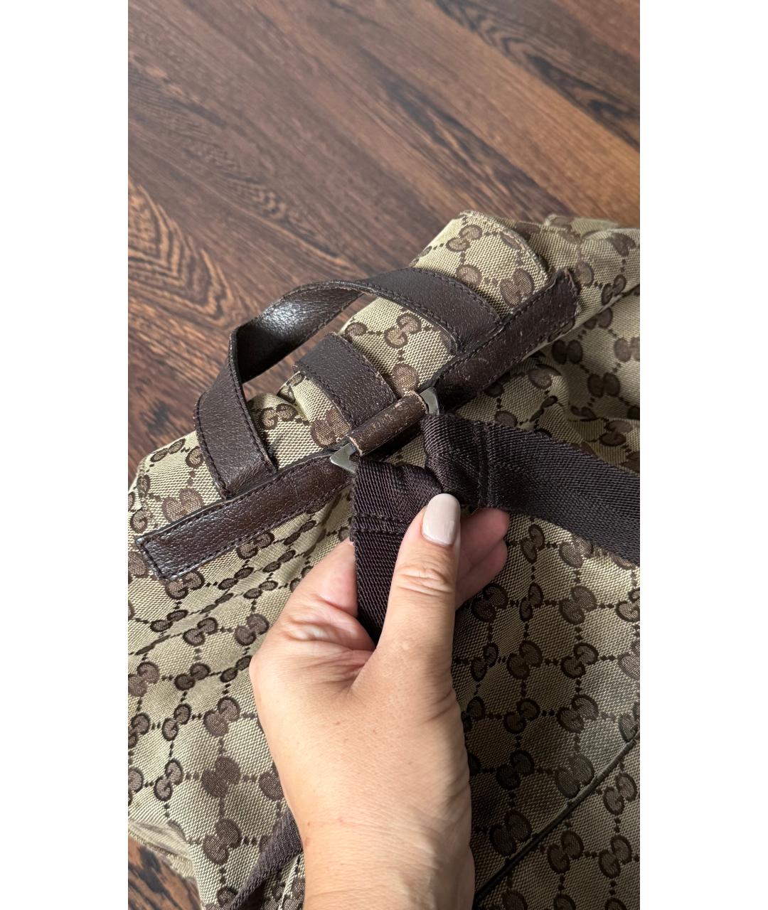 GUCCI Коричневый жаккардовый рюкзак, фото 6