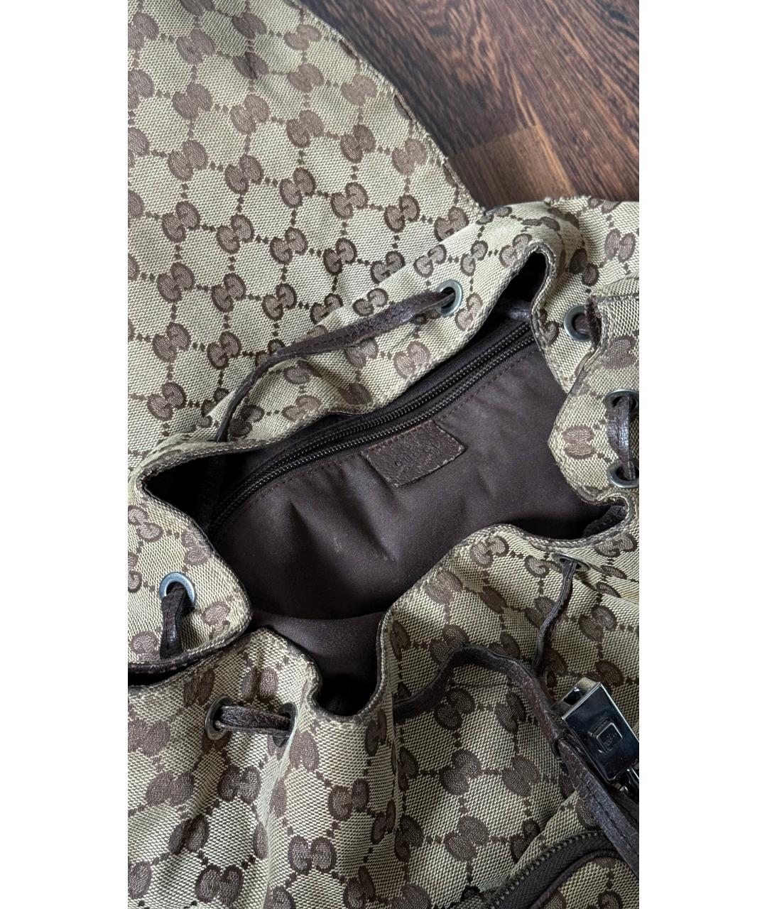 GUCCI Коричневый жаккардовый рюкзак, фото 5