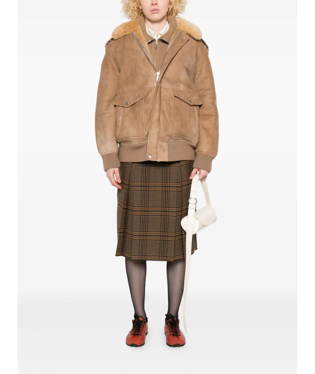 PRADA Бежевая кожаная куртка, фото 2