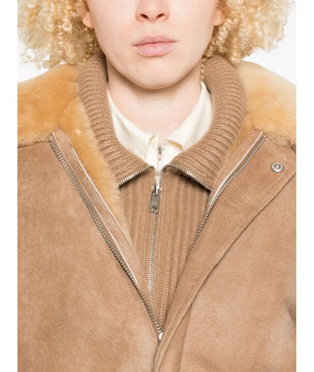 PRADA Бежевая кожаная куртка, фото 4