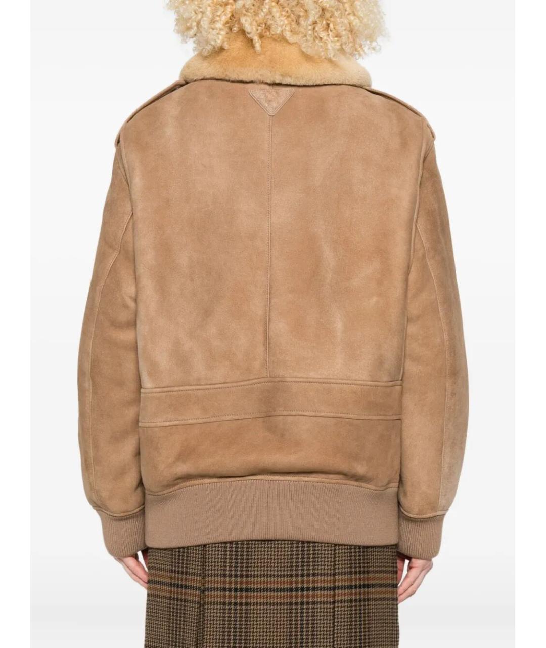 PRADA Бежевая кожаная куртка, фото 5